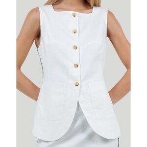 Linen Button Up Top - White